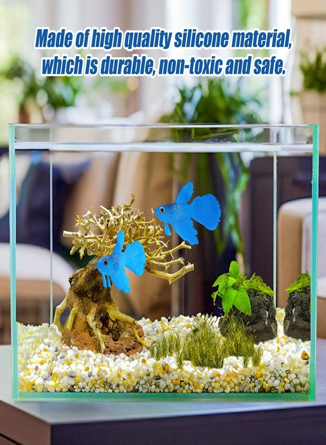 Kodrily Fake Fish for Aquarium, Silicone Betta Fish Fake, Artificial Fake Floating Fish Ornament, Lifelike Floating Pretend Prank Fish for Fish Tank Decoration (Blue Betta) - Image 3